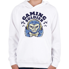 PRINTFASHION Gaming soldier - Gyerek kapucnis pulóver - Fehér gyerek pulóver, kardigán