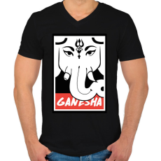 PRINTFASHION Ganesha - Férfi V-nyakú póló - Fekete