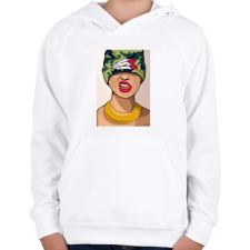 PRINTFASHION Gangsta Girl yo! - Gyerek kapucnis pulóver - Fehér gyerek pulóver, kardigán