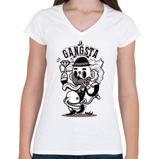 PRINTFASHION Gangsta Sh*t - Női V-nyakú póló - Fehér