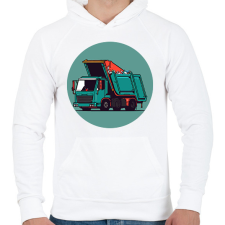 PRINTFASHION Garbage truck - Férfi kapucnis pulóver - Fehér férfi pulóver, kardigán
