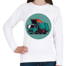 PRINTFASHION Garbage truck - Női pulóver - Fehér női pulóver, kardigán