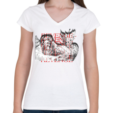 PRINTFASHION Garou | Revenge GYM  - Női V-nyakú póló - Fehér