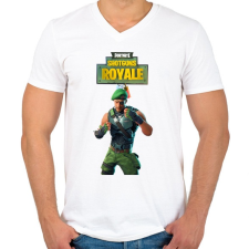 PRINTFASHION Garrison Fortnite - Férfi V-nyakú póló - Fehér férfi póló