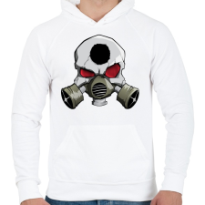 PRINTFASHION Gasmask skull - Férfi kapucnis pulóver - Fehér férfi pulóver, kardigán