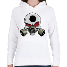 PRINTFASHION Gasmask skull - Női kapucnis pulóver - Fehér női pulóver, kardigán
