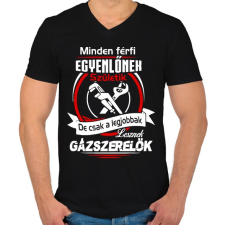 PRINTFASHION Gázszerelők - Férfi V-nyakú póló - Fekete férfi póló