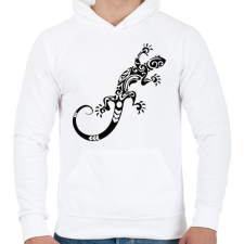 PRINTFASHION Gekkó - Férfi kapucnis pulóver - Fehér férfi pulóver, kardigán