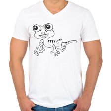 PRINTFASHION Gekkó - Férfi V-nyakú póló - Fehér férfi póló