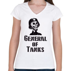 PRINTFASHION general of tanks - Női V-nyakú póló - Fehér