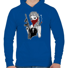 PRINTFASHION Gengszter lány - Férfi kapucnis pulóver - Királykék