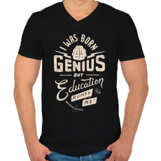 PRINTFASHION Genius - Férfi V-nyakú póló - Fekete