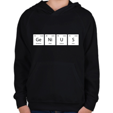 PRINTFASHION GeNiUS (Periódusos rendszer) - Gyerek kapucnis pulóver - Fekete