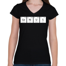 PRINTFASHION GeNiUS (Periódusos rendszer) - Női V-nyakú póló - Fekete
