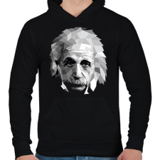 PRINTFASHION Geometrikus Einstein - Férfi kapucnis pulóver - Fekete férfi pulóver, kardigán