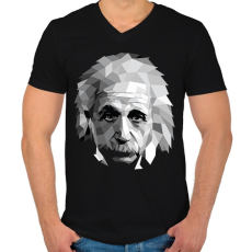 PRINTFASHION Geometrikus Einstein - Férfi V-nyakú póló - Fekete
