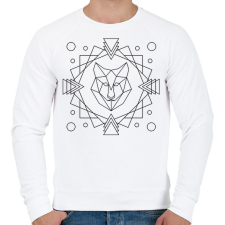 PRINTFASHION Geometrikus farkas - Férfi pulóver - Fehér férfi pulóver, kardigán