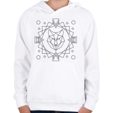 PRINTFASHION Geometrikus farkas - Gyerek kapucnis pulóver - Fehér gyerek pulóver, kardigán