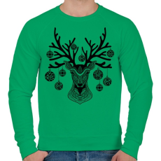 PRINTFASHION Geometrikus karácsonyi rénszarvas - Férfi pulóver - Zöld