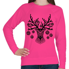PRINTFASHION Geometrikus karácsonyi rénszarvas - Női pulóver - Fukszia női pulóver, kardigán