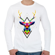 PRINTFASHION Geometrikus Szarvas - Férfi hosszú ujjú póló - Fehér