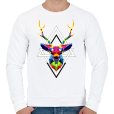 PRINTFASHION Geometrikus Szarvas - Férfi pulóver - Fehér