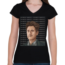 PRINTFASHION George Orwell - Női V-nyakú póló - Fekete női póló