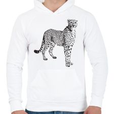 PRINTFASHION Gepárd  - Férfi kapucnis pulóver - Fehér férfi pulóver, kardigán
