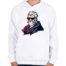 PRINTFASHION Geralt the witcher - Gyerek kapucnis pulóver - Fehér gyerek pulóver, kardigán
