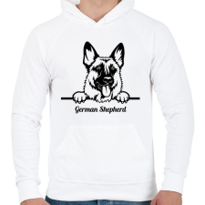 PRINTFASHION German Shepherd - Férfi kapucnis pulóver - Fehér férfi pulóver, kardigán
