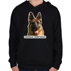PRINTFASHION German shepherd - Gyerek kapucnis pulóver - Fekete