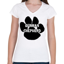 PRINTFASHION German shepherd - Női V-nyakú póló - Fehér női póló