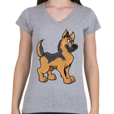 PRINTFASHION German Shepherd - Női V-nyakú póló - Sport szürke női póló