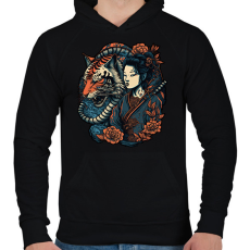 PRINTFASHION Gésa és Tigris - Férfi kapucnis pulóver - Fekete