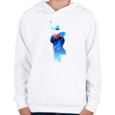 PRINTFASHION Get away - Gyerek kapucnis pulóver - Fehér