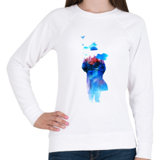 PRINTFASHION Get away - Női pulóver - Fehér női pulóver, kardigán