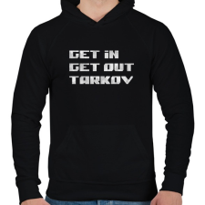 PRINTFASHION Get in Get out Tarkov - Férfi kapucnis pulóver - Fekete férfi pulóver, kardigán