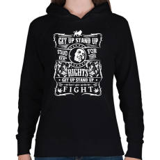 PRINTFASHION Get up stand up - Női kapucnis pulóver - Fekete