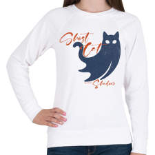 PRINTFASHION Ghost Cat Shadow - Női pulóver - Fehér női pulóver, kardigán