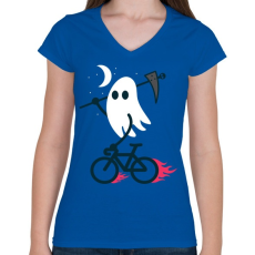 PRINTFASHION Ghost Rider - Női V-nyakú póló - Királykék