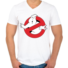 PRINTFASHION ghostbusters - Férfi V-nyakú póló - Fehér