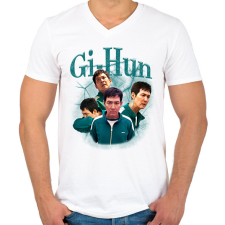 PRINTFASHION Gi-Hun - Squid Game 2 - Férfi V-nyakú póló - Fehér férfi póló