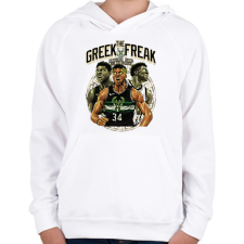 PRINTFASHION Giannis Antetokounmpo - Gyerek kapucnis pulóver - Fehér gyerek pulóver, kardigán