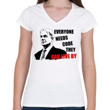 PRINTFASHION GIBS - Női V-nyakú póló - Fehér női póló