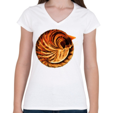 PRINTFASHION Ginger cat - Női V-nyakú póló - Fehér női póló