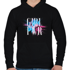 PRINTFASHION Girl Power - Férfi kapucnis pulóver - Fekete férfi pulóver, kardigán