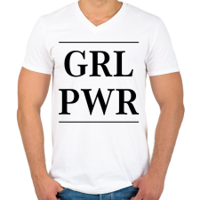 PRINTFASHION Girl Power - Férfi V-nyakú póló - Fehér férfi póló