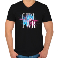 PRINTFASHION Girl Power - Férfi V-nyakú póló - Fekete
