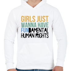 PRINTFASHION Girls just wanna have - Férfi kapucnis pulóver - Fehér