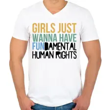 PRINTFASHION Girls just wanna have - Férfi V-nyakú póló - Fehér férfi póló